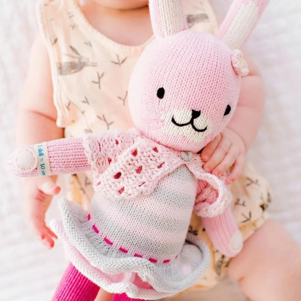 Cuddle + Kind Chloe the bunny knit cardigan 13” cardigan daisy stuffed animal